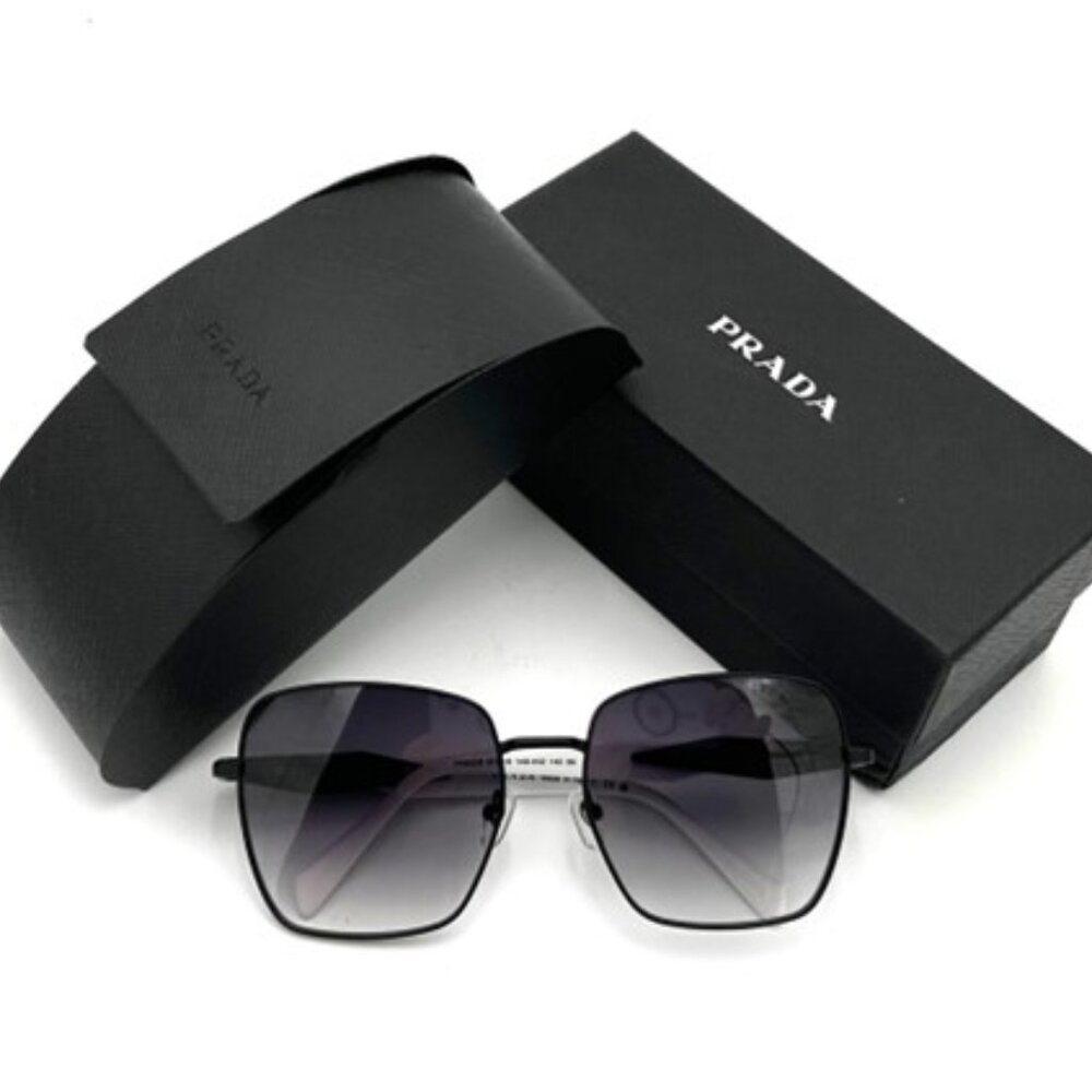 NWT-Prada Square Wire-Rimmed Sunglasses-Black & White